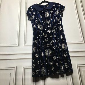 Navy Blue ModCloth x Collectif Zodiac Velvet Dress Size XL (UK 16 / US 14)